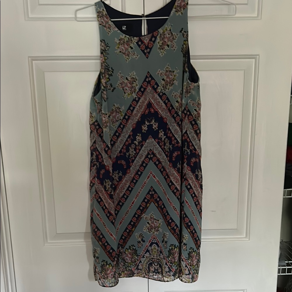 Floral Chevron Sleeveless Dress